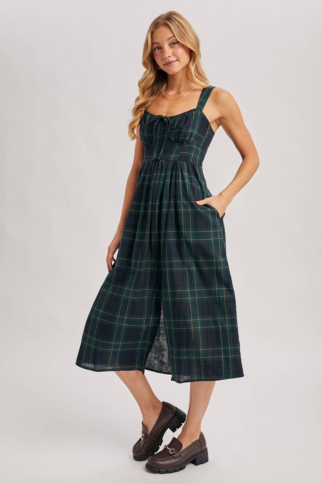 Everly Plaid Midi Dress