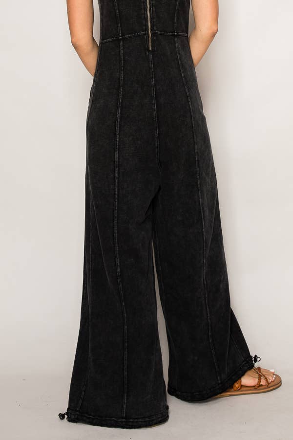 WIDE LEG STRING DETAIL JUMPSUIT