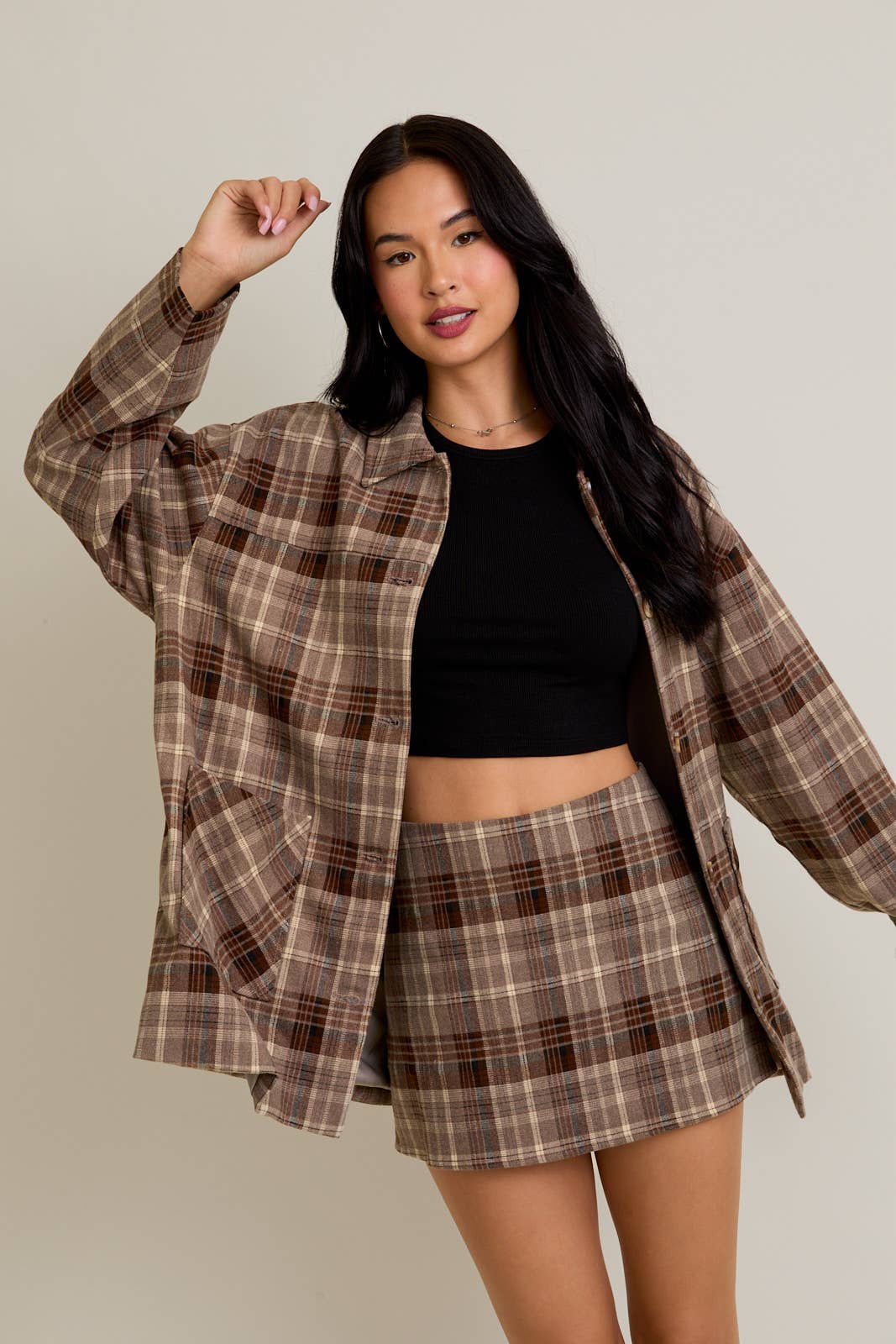Oversized Plaid Set