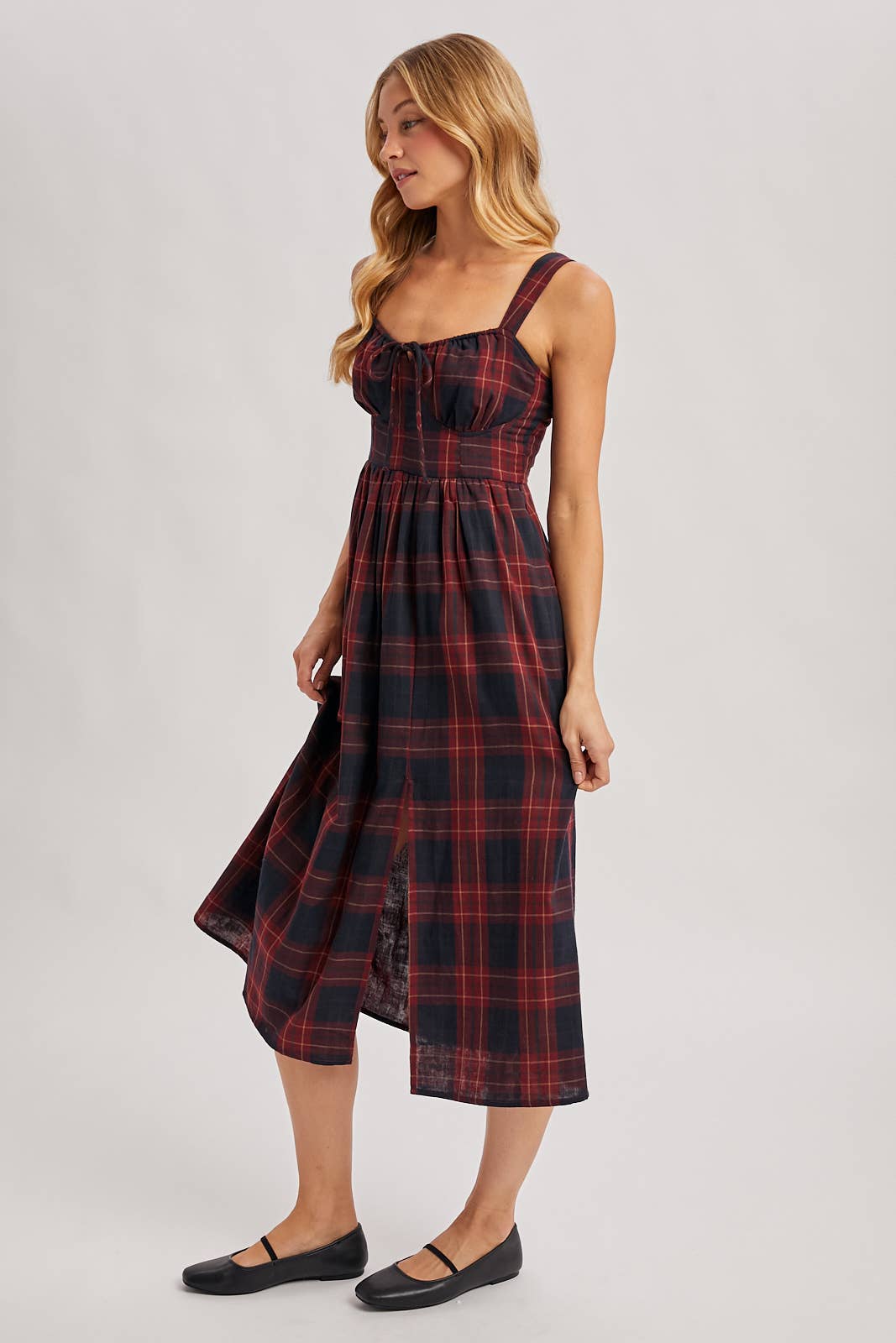 Everly Plaid Midi Dress