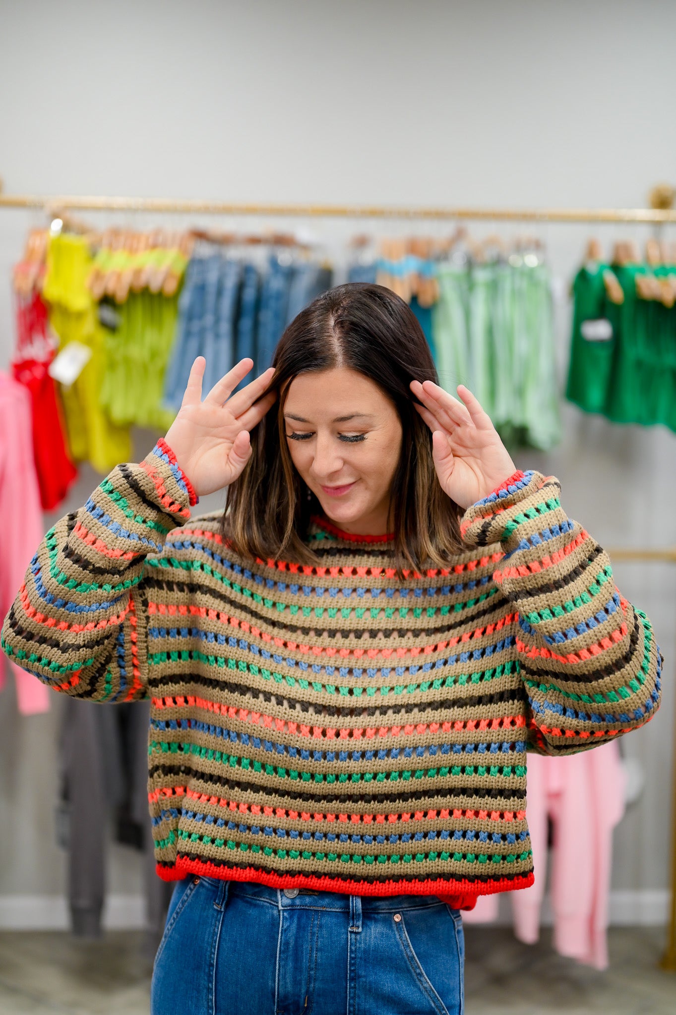 Multi Color Stripe Oversized Sweater