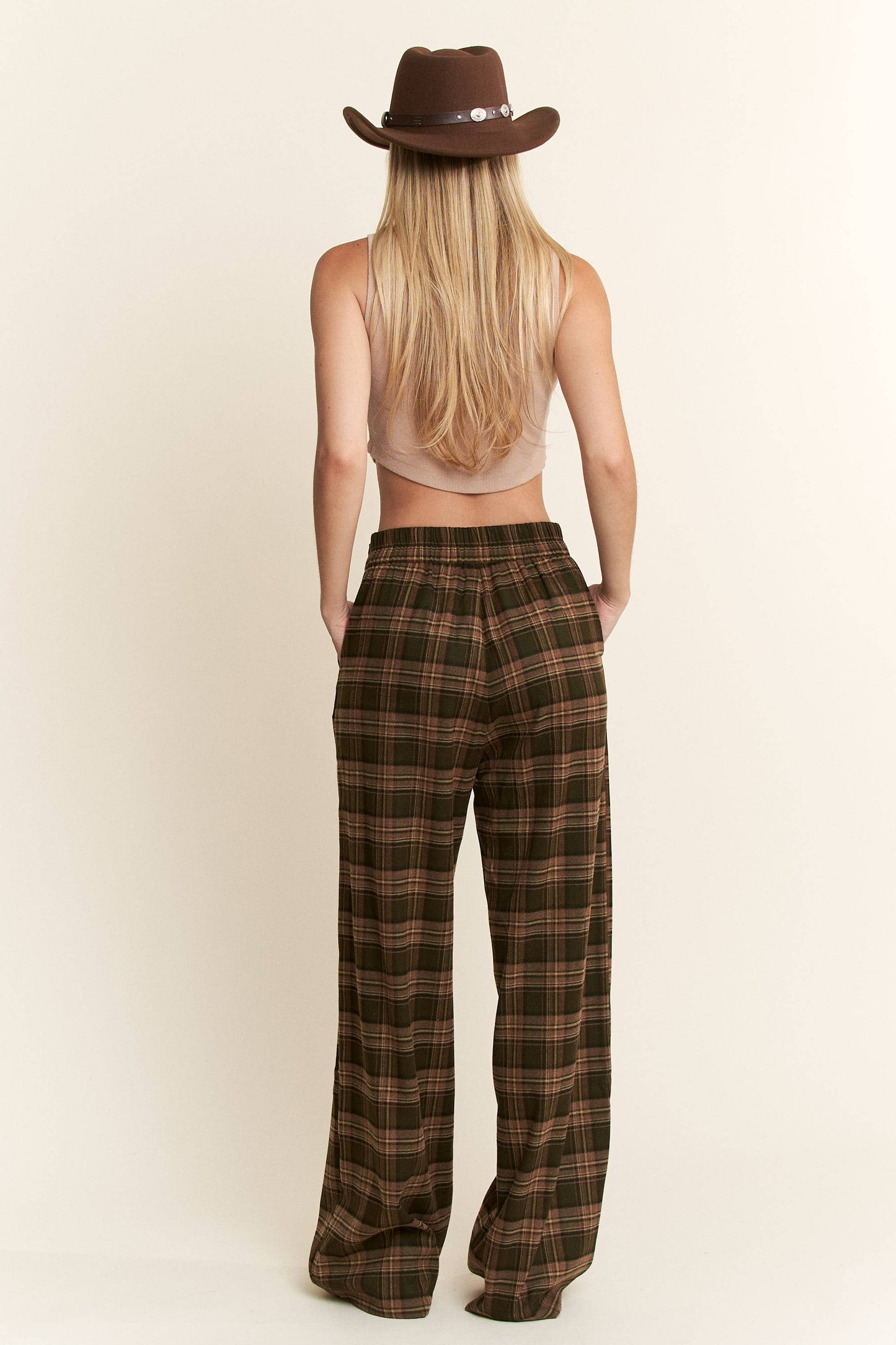 Plaid Wide Leg Pants