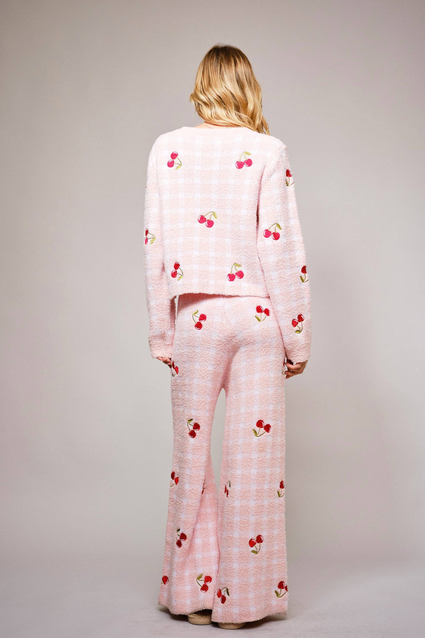 Cherry Embroidery Cozy Sweater Set