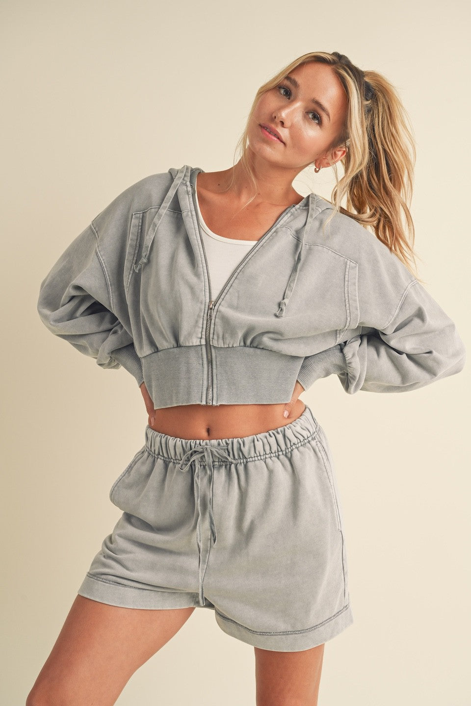 Mineral Wash Zip Up Hoodie