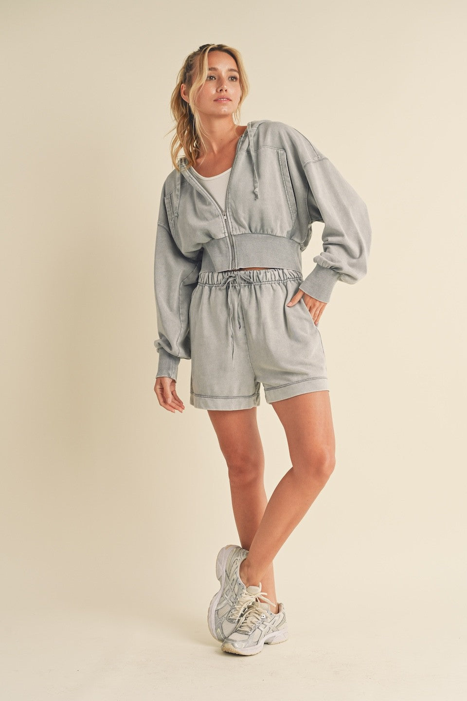 Mineral Wash Zip Up Hoodie