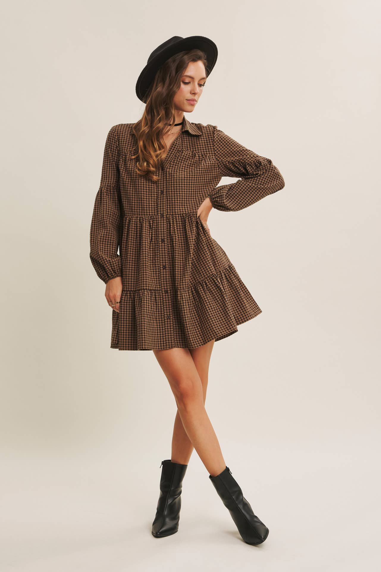 EASY TO WEAR PLAID MINI DRESS