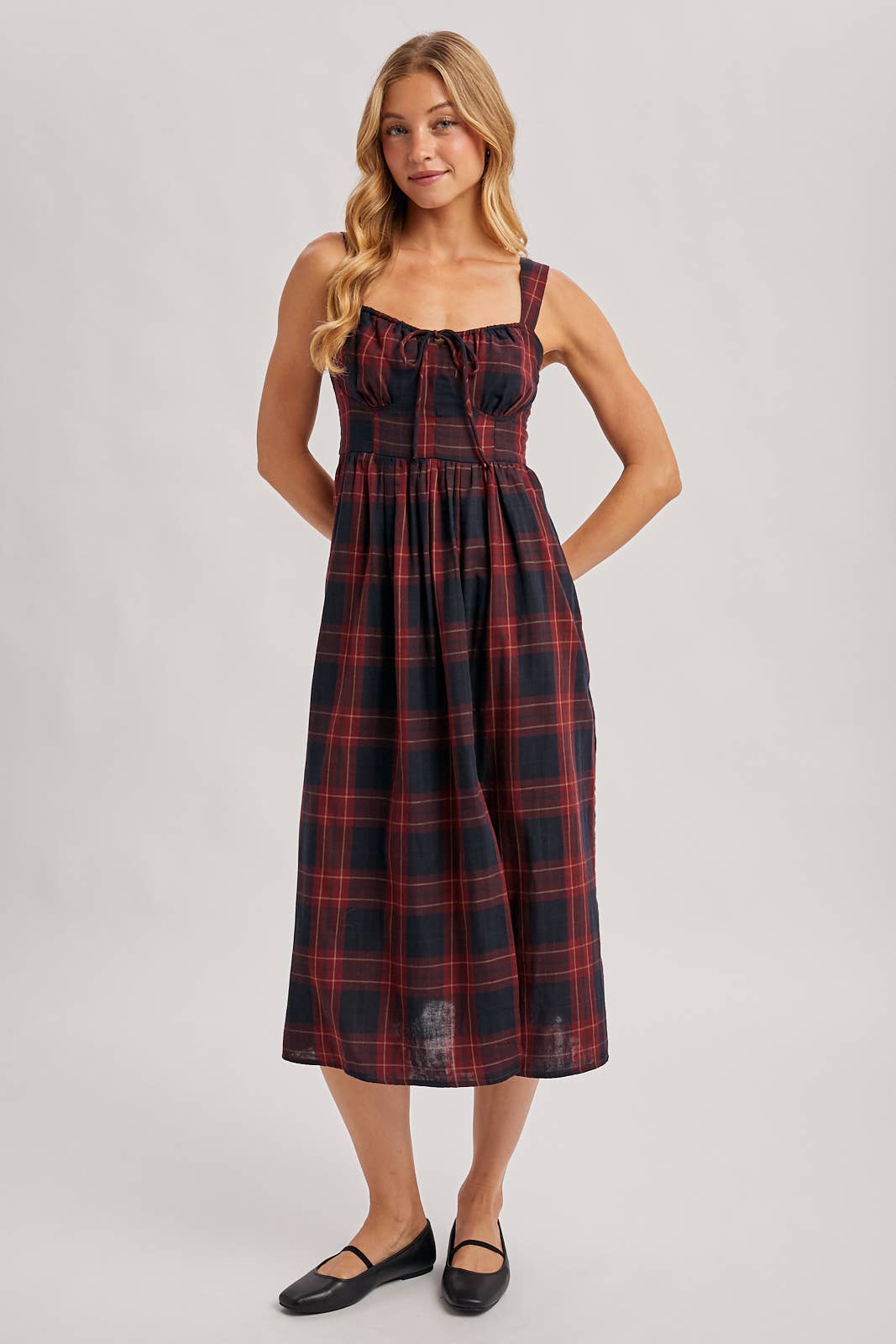 Everly Plaid Midi Dress