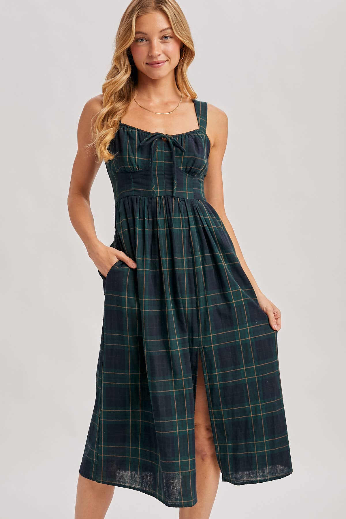 Everly Plaid Midi Dress