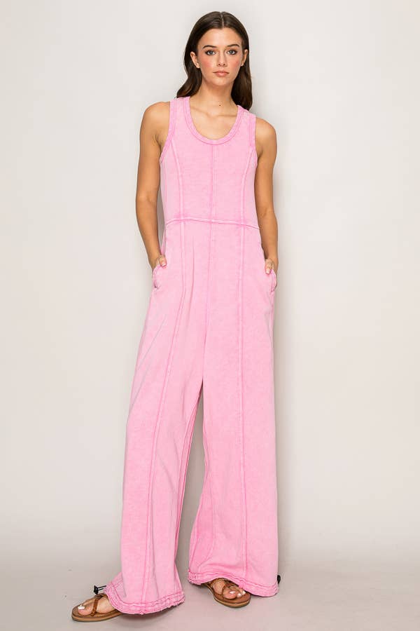WIDE LEG STRING DETAIL JUMPSUIT