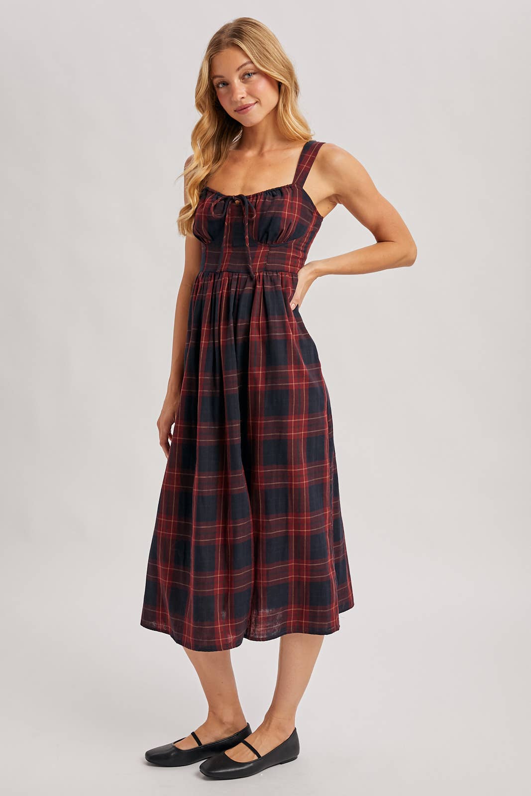 Everly Plaid Midi Dress