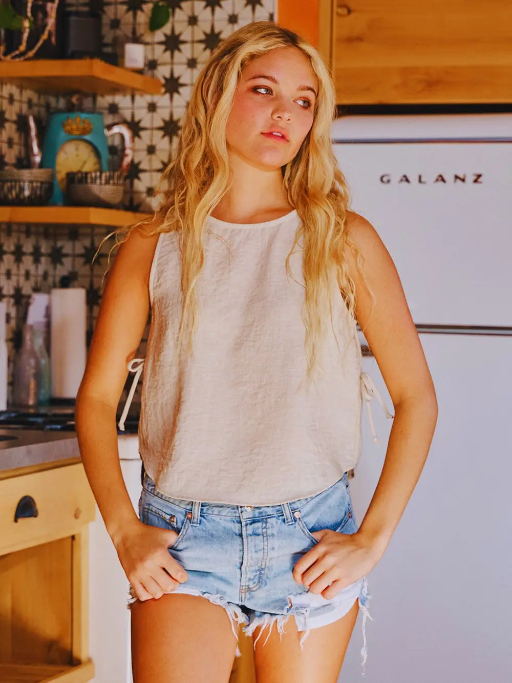 Tie Solid Linen Tank