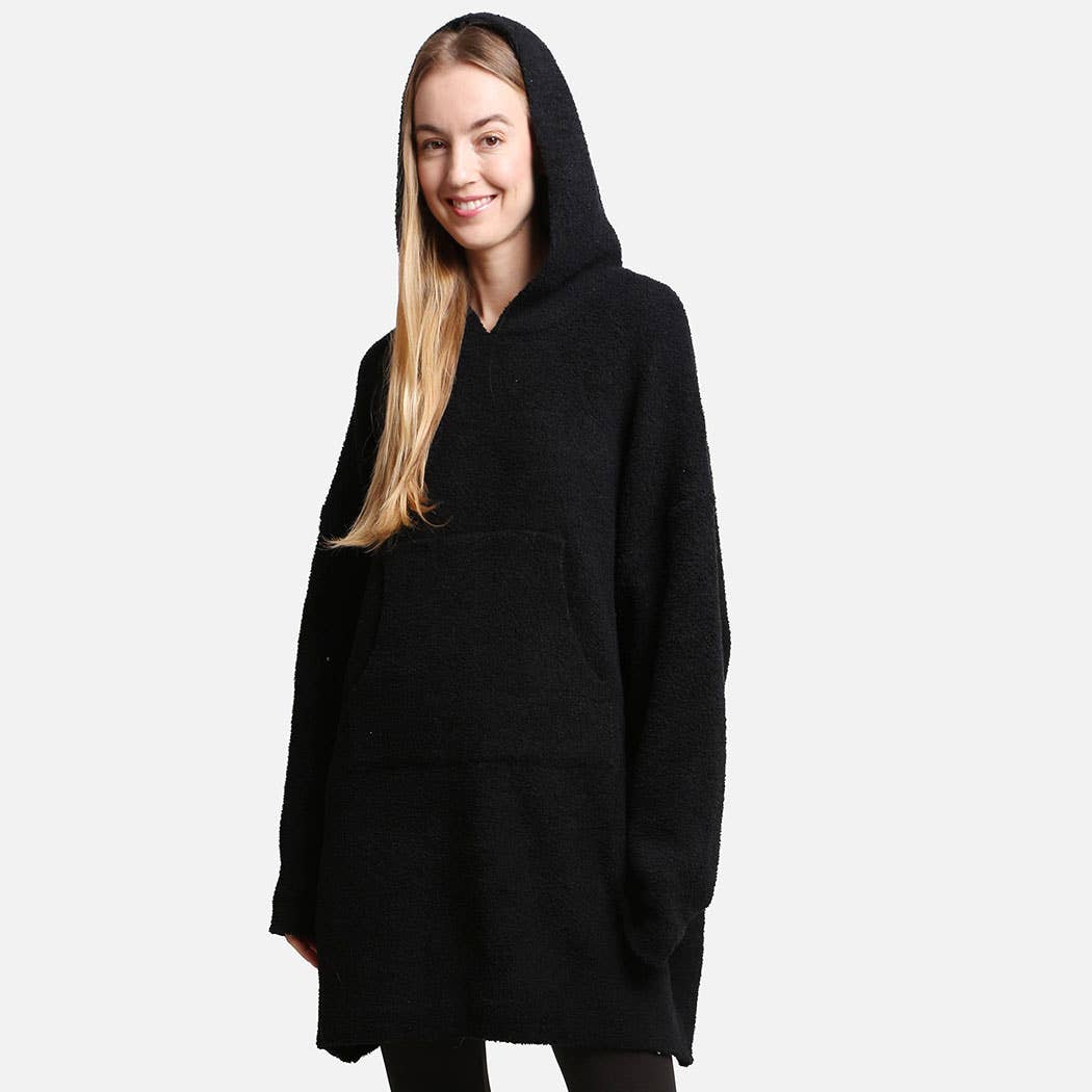 Solid Color Soft Hooded Blanket Hoodies with Pocket