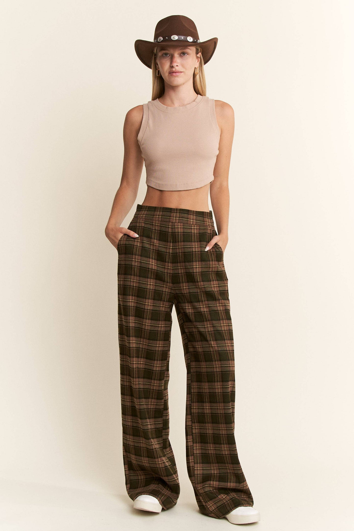Plaid Wide Leg Pants