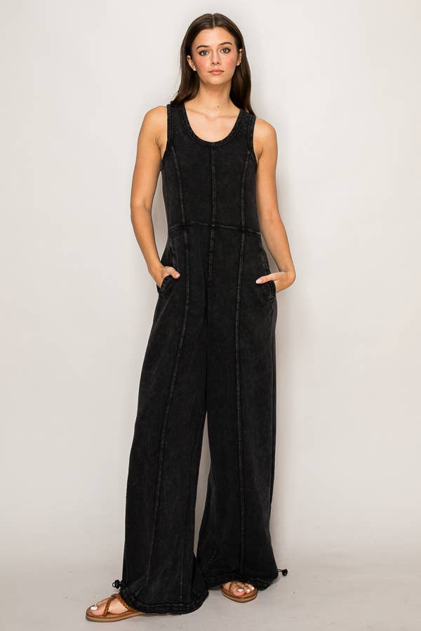 WIDE LEG STRING DETAIL JUMPSUIT