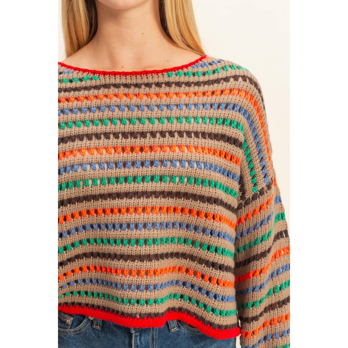 Multi Color Stripe Oversized Sweater