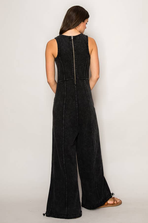 WIDE LEG STRING DETAIL JUMPSUIT