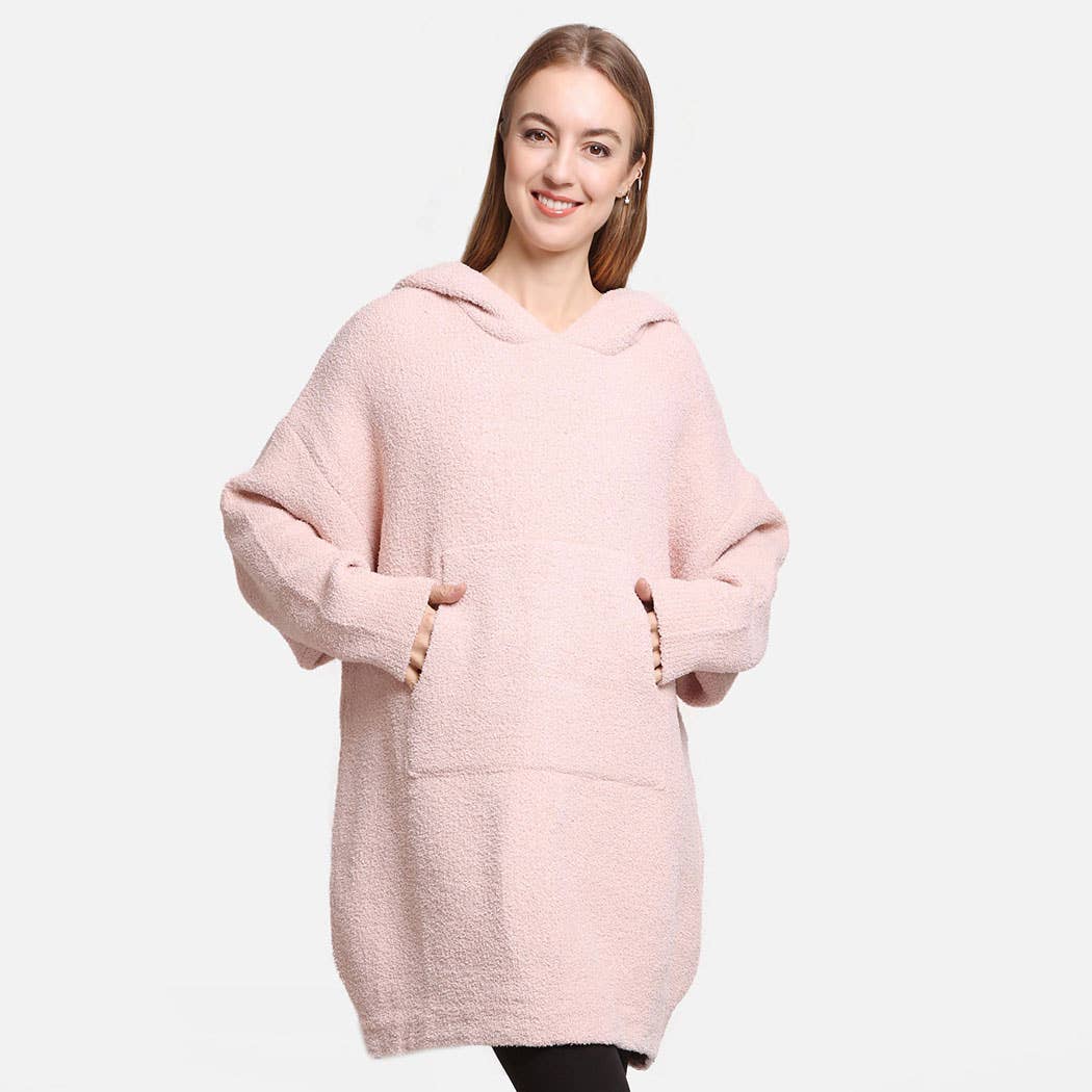 Solid Color Soft Hooded Blanket Hoodies with Pocket