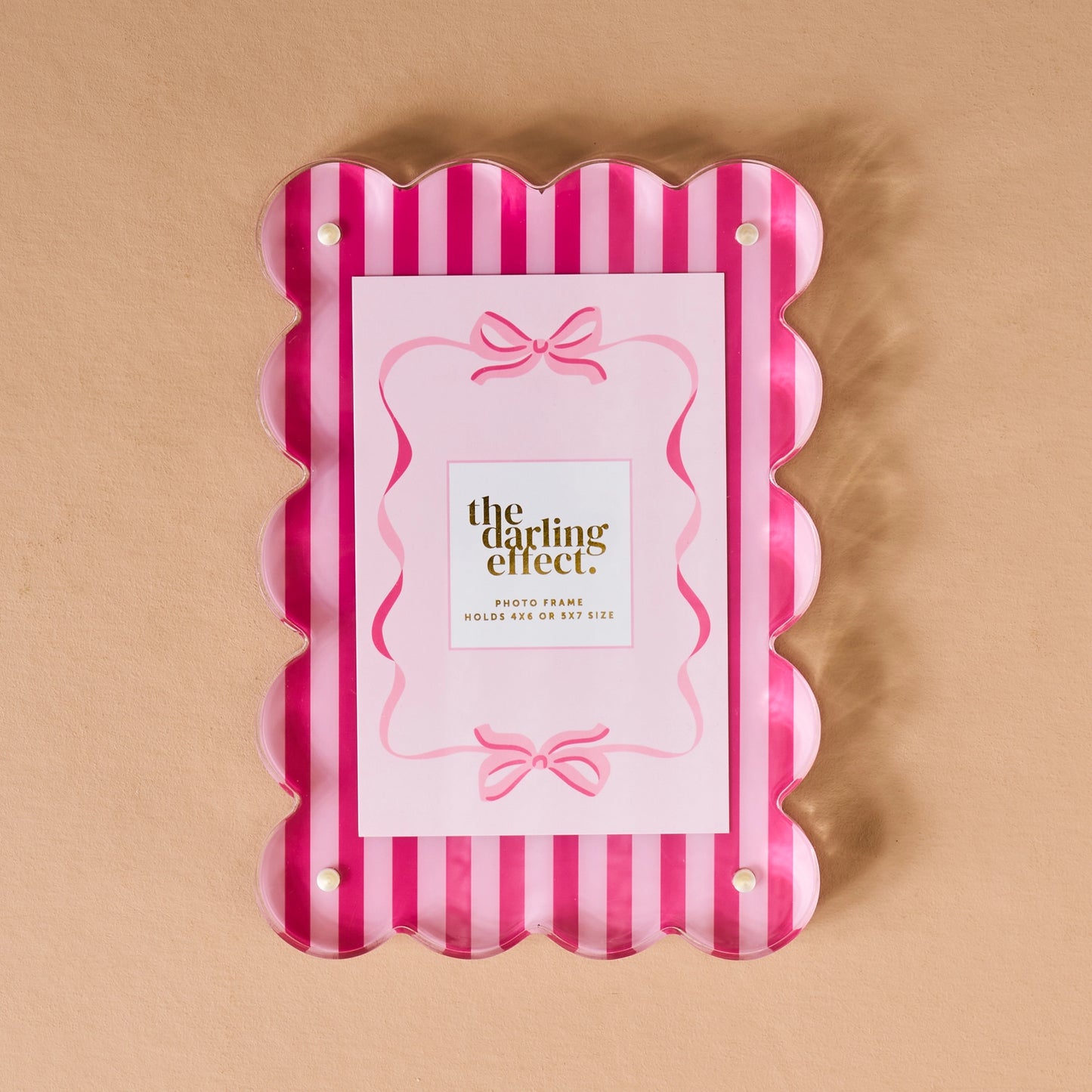 Rectangle Scalloped Acrylic Frame - Sweetheart Stripes