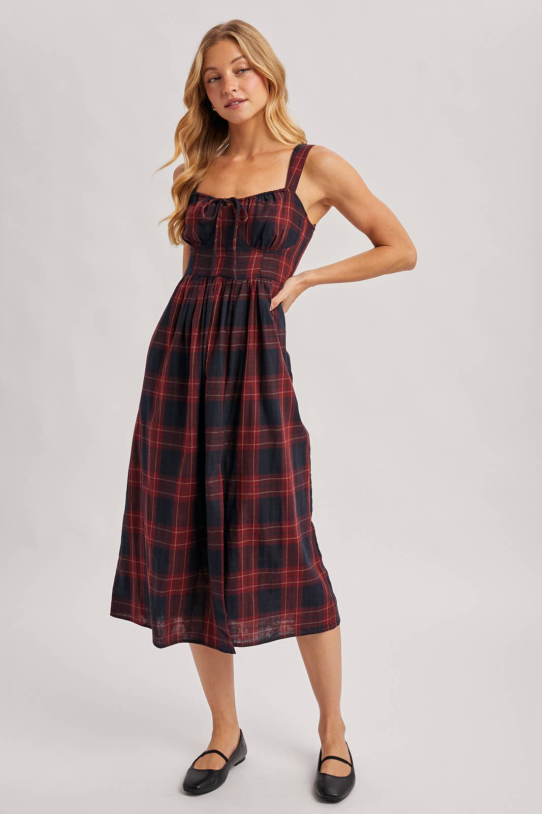 Everly Plaid Midi Dress