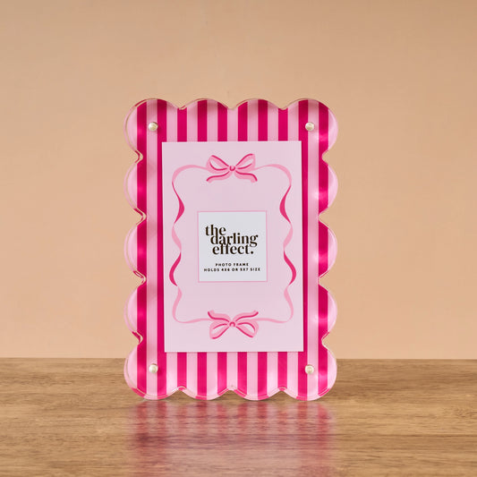 Rectangle Scalloped Acrylic Frame - Sweetheart Stripes