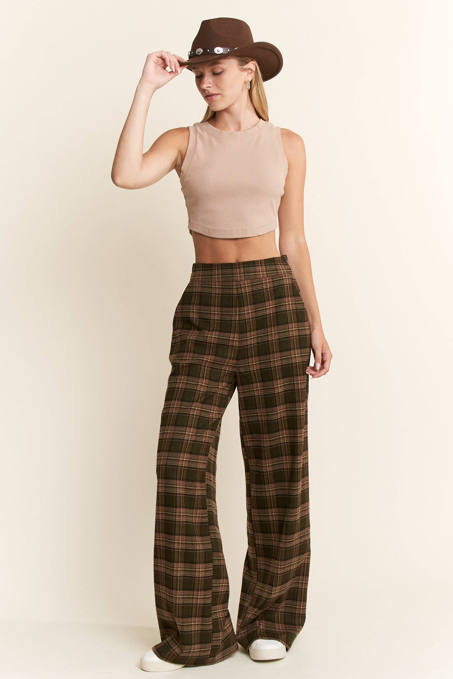 Plaid Wide Leg Pants