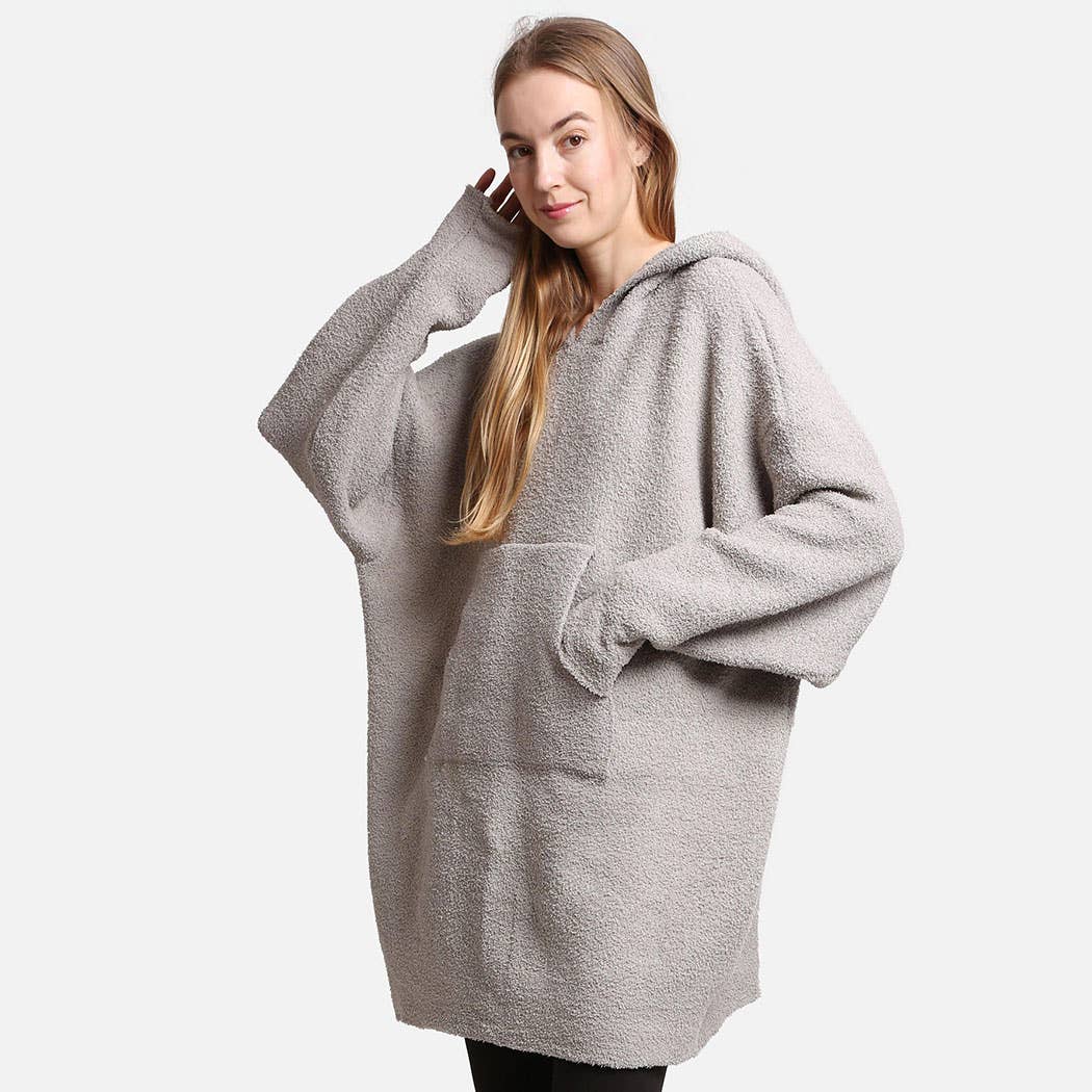Solid Color Soft Hooded Blanket Hoodies with Pocket