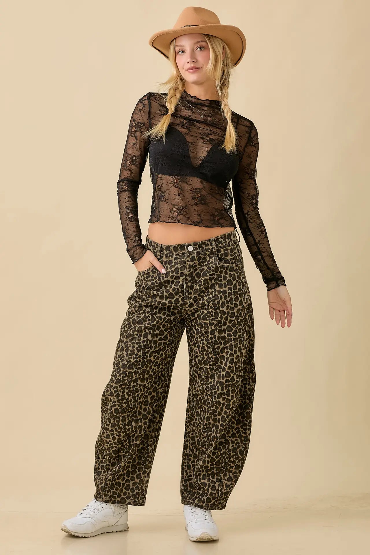Leopard Barrel Jeans