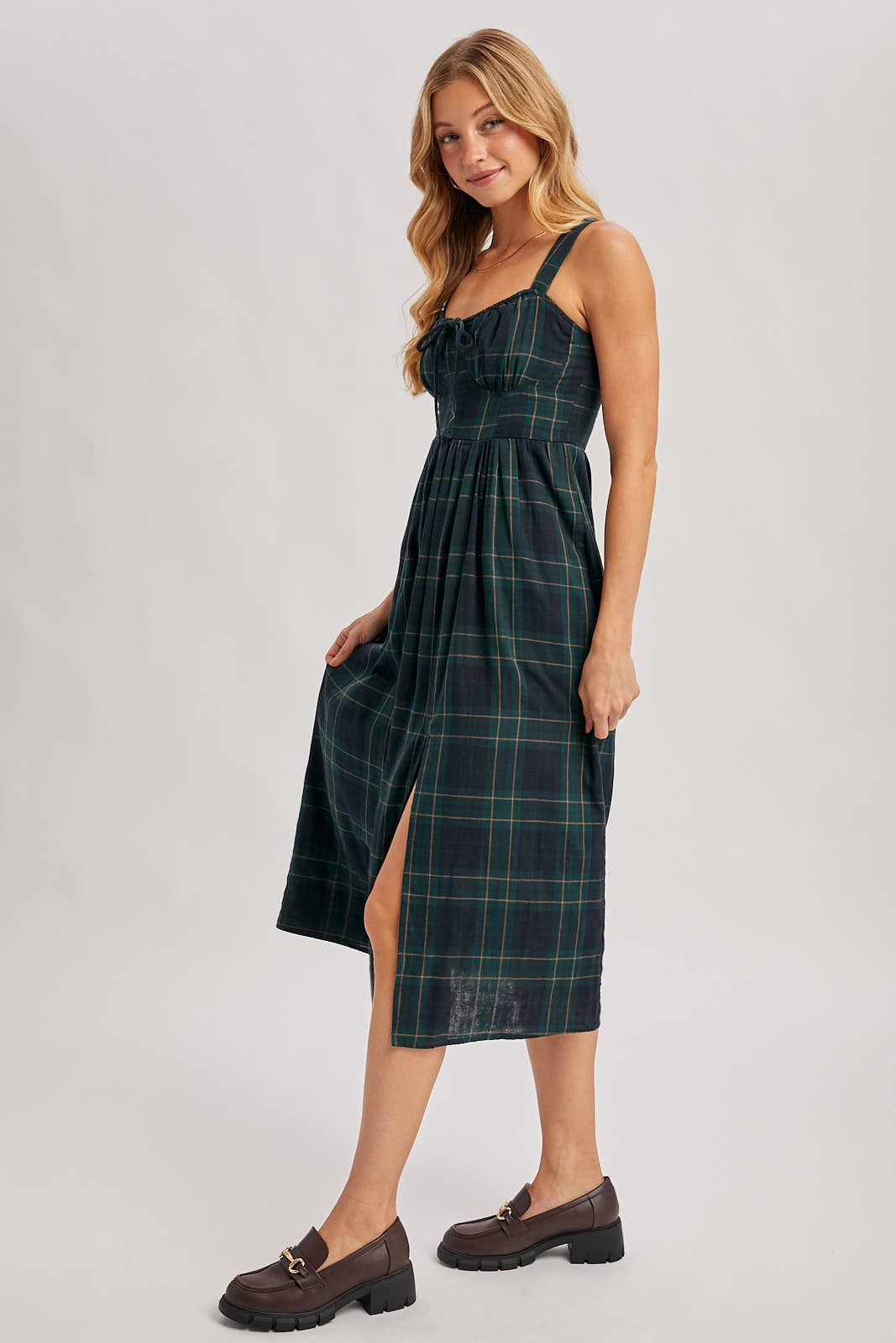 Everly Plaid Midi Dress