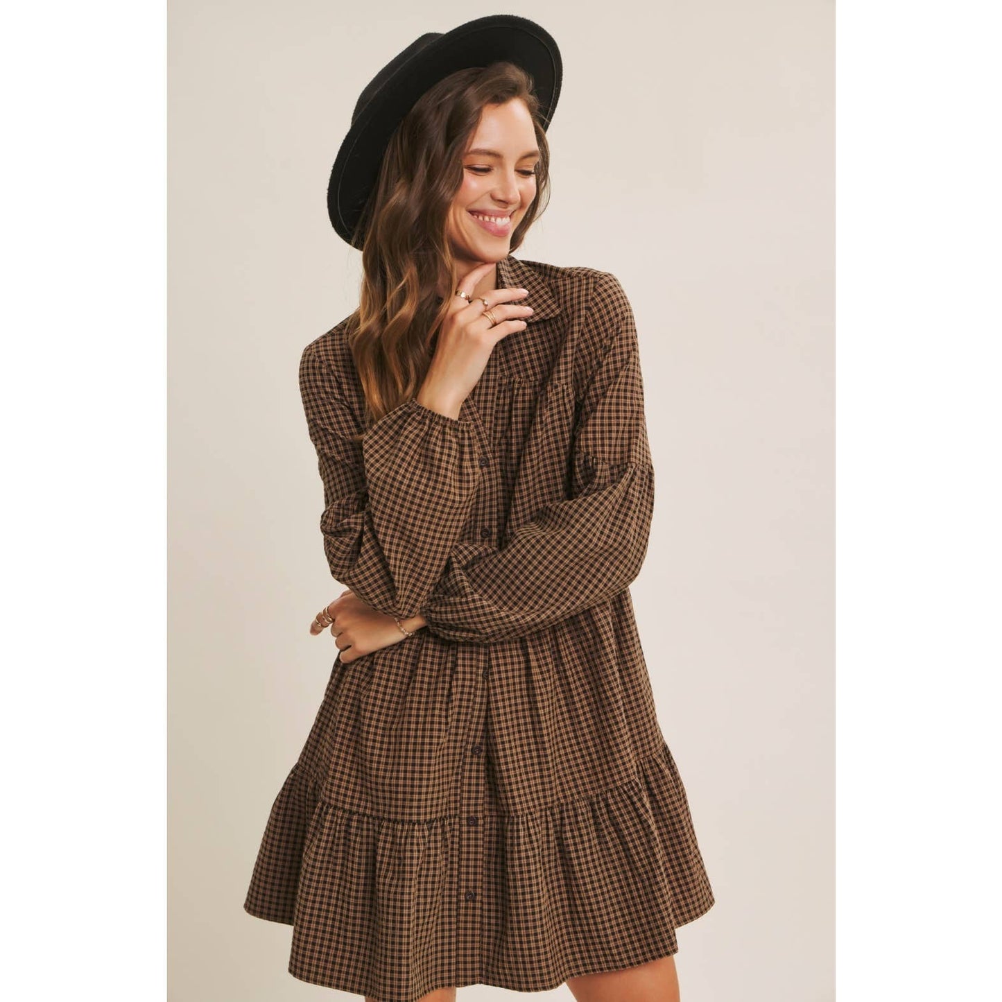 EASY TO WEAR PLAID MINI DRESS