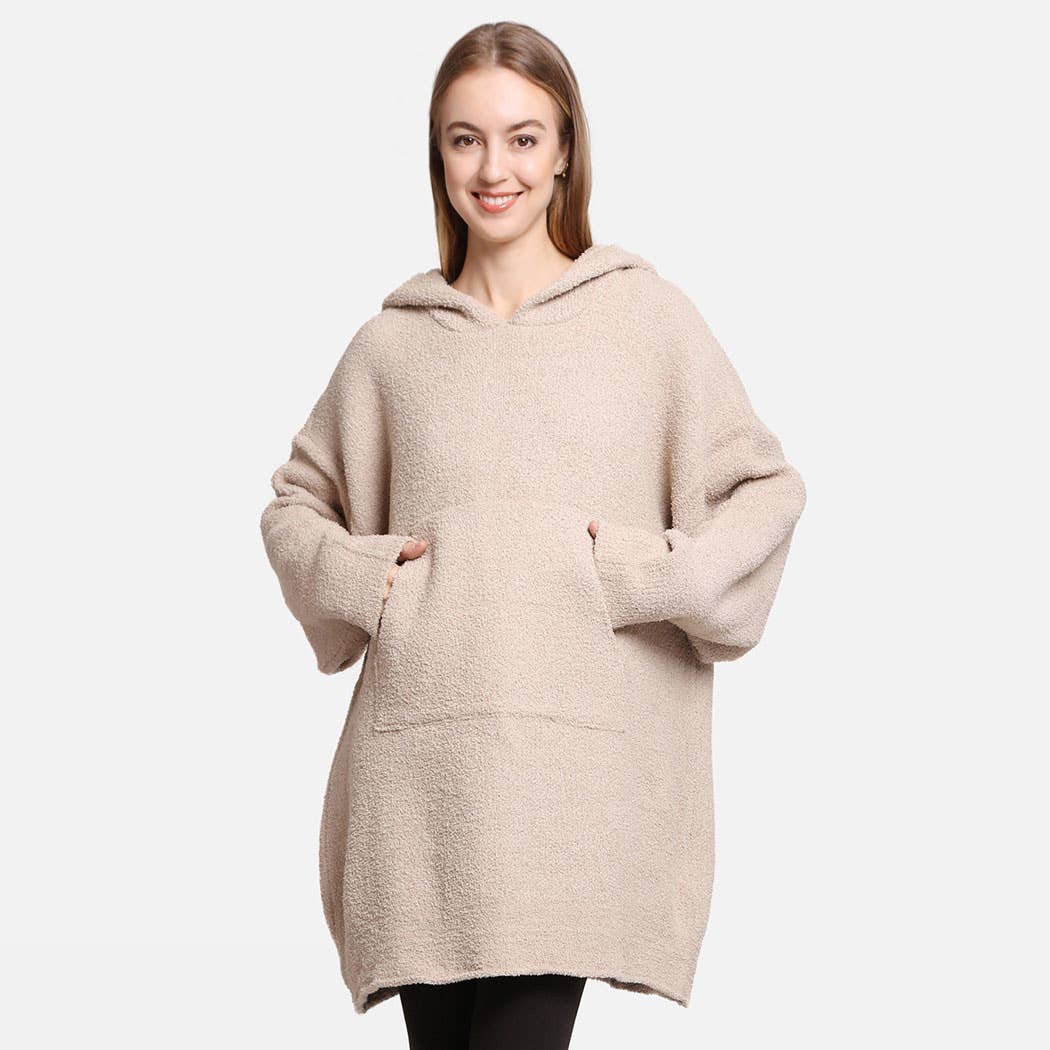 Solid Color Soft Hooded Blanket Hoodies with Pocket