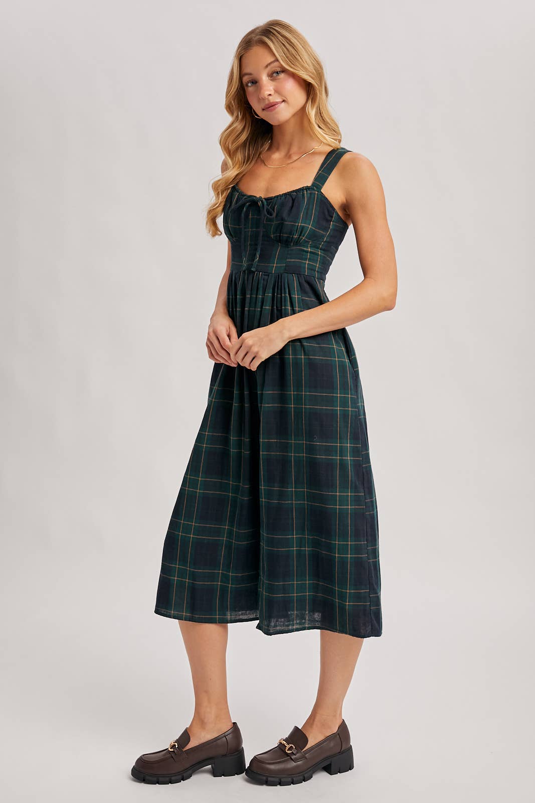 Everly Plaid Midi Dress