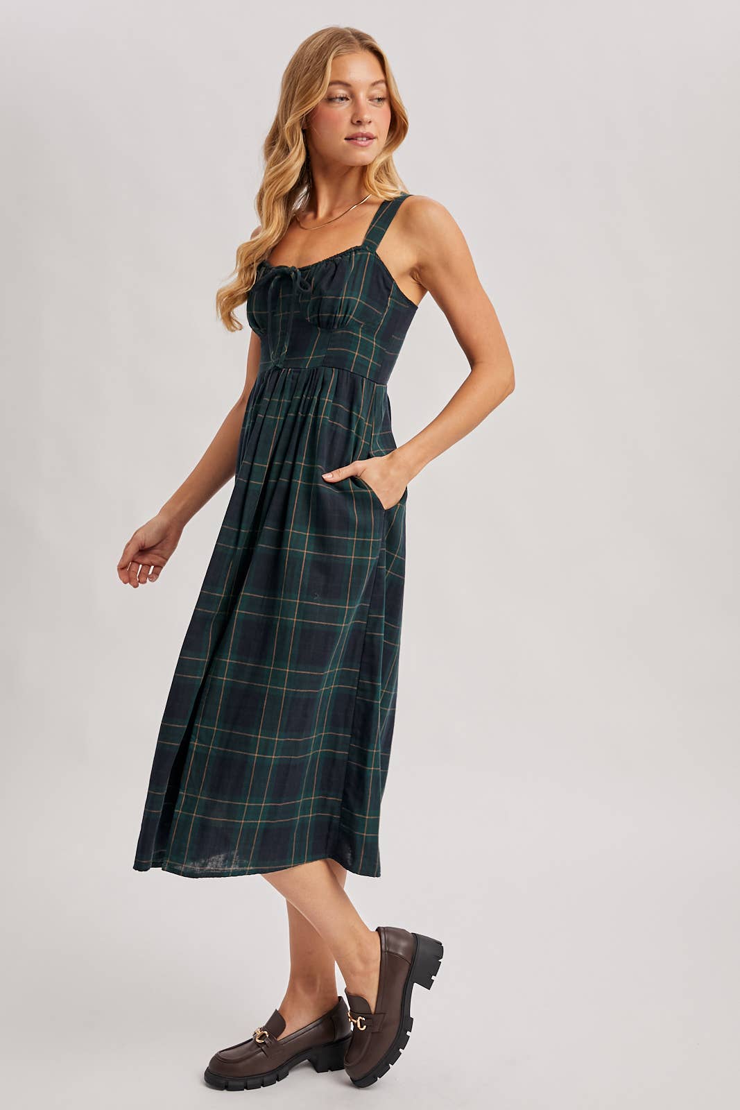 Everly Plaid Midi Dress