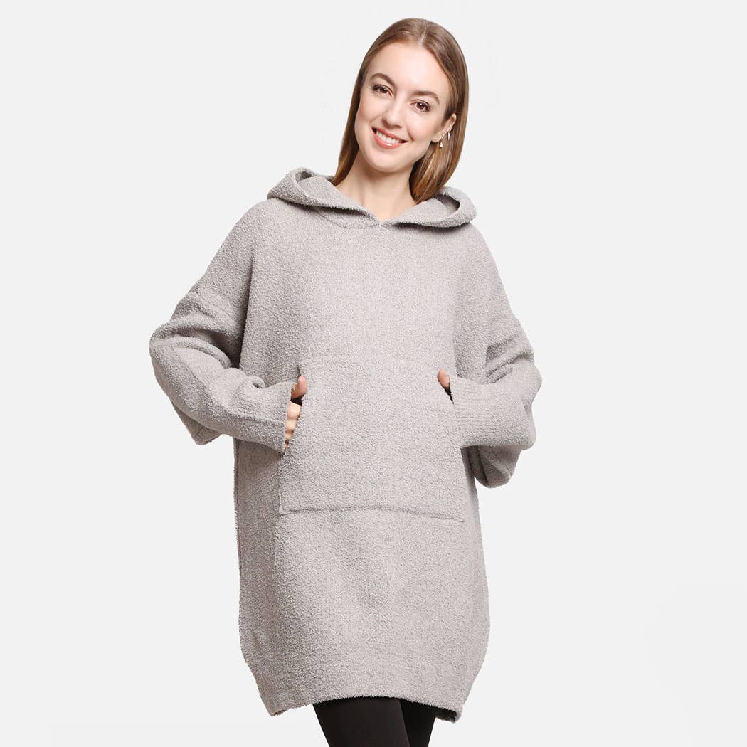 Solid Color Soft Hooded Blanket Hoodies with Pocket