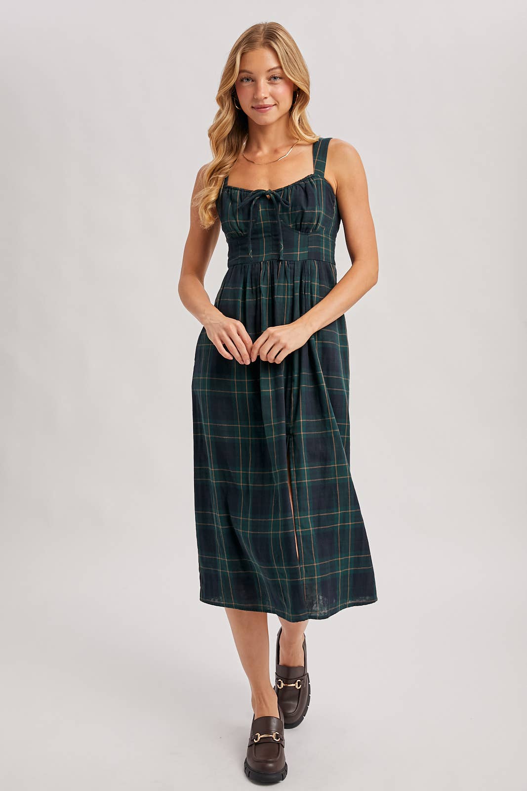 Everly Plaid Midi Dress