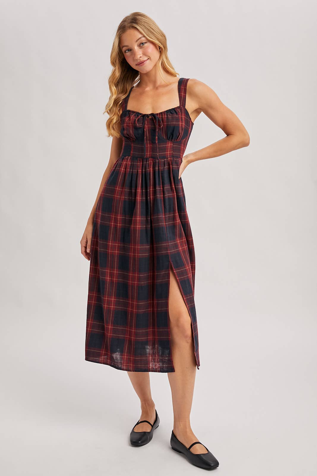 Everly Plaid Midi Dress