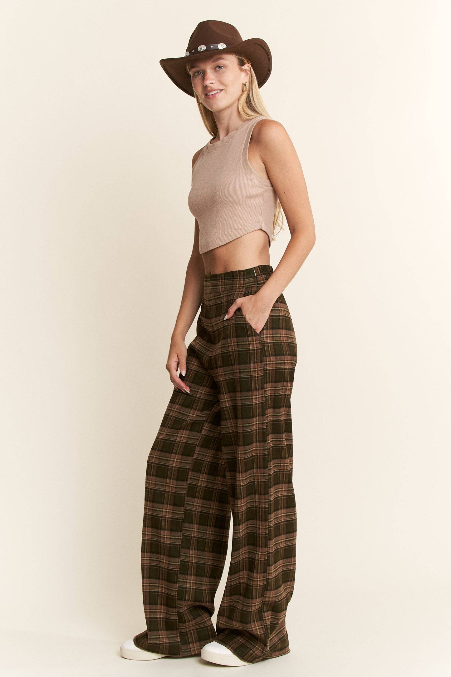 Plaid Wide Leg Pants