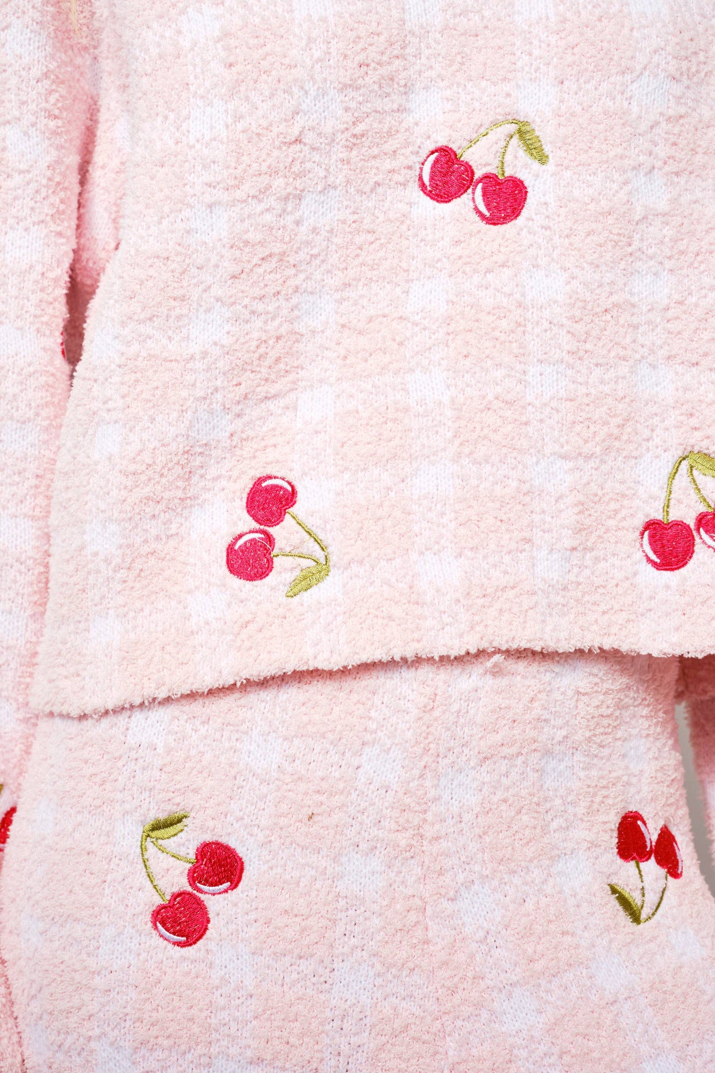 Cherry Embroidery Cozy Sweater Set