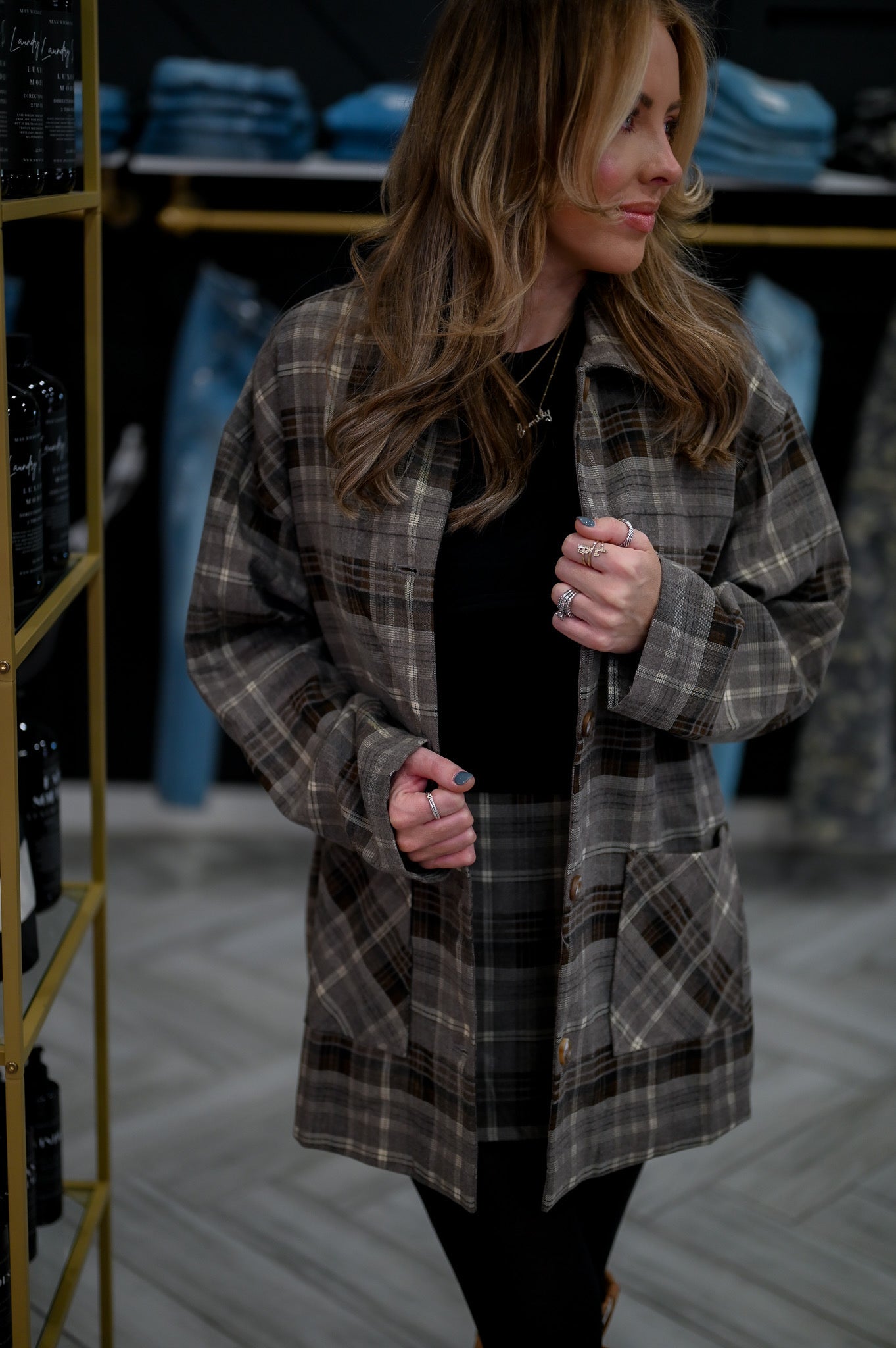 Oversized Plaid Set