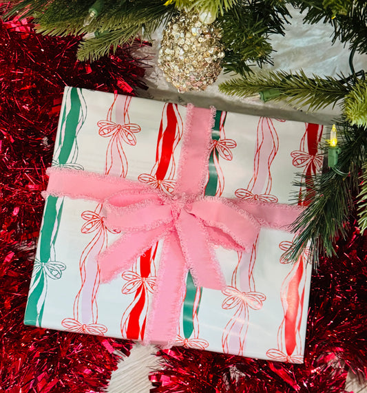Pink Bows Christmas Wrapping Paper