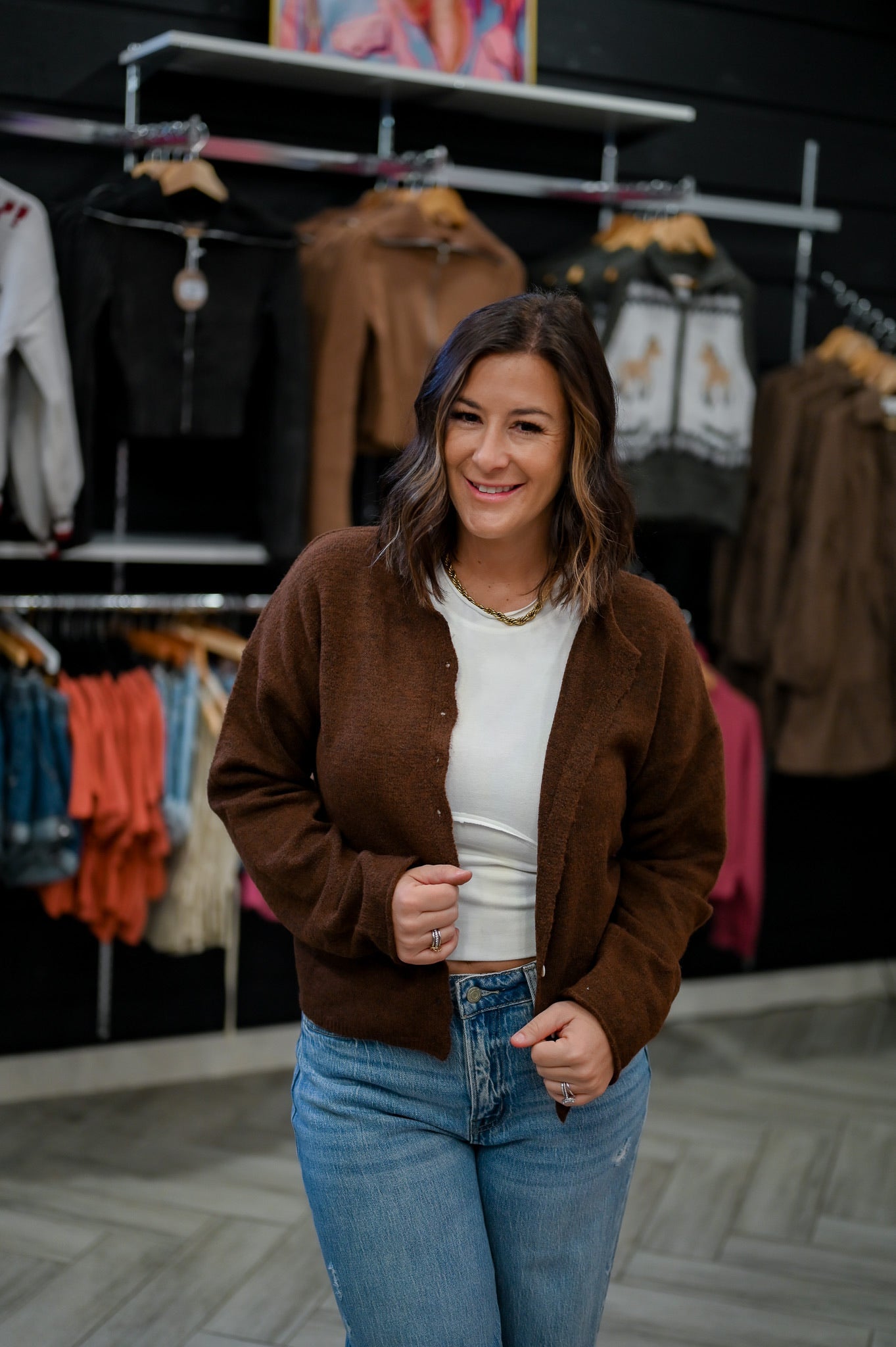 Essential Button Down Cardigan Top
