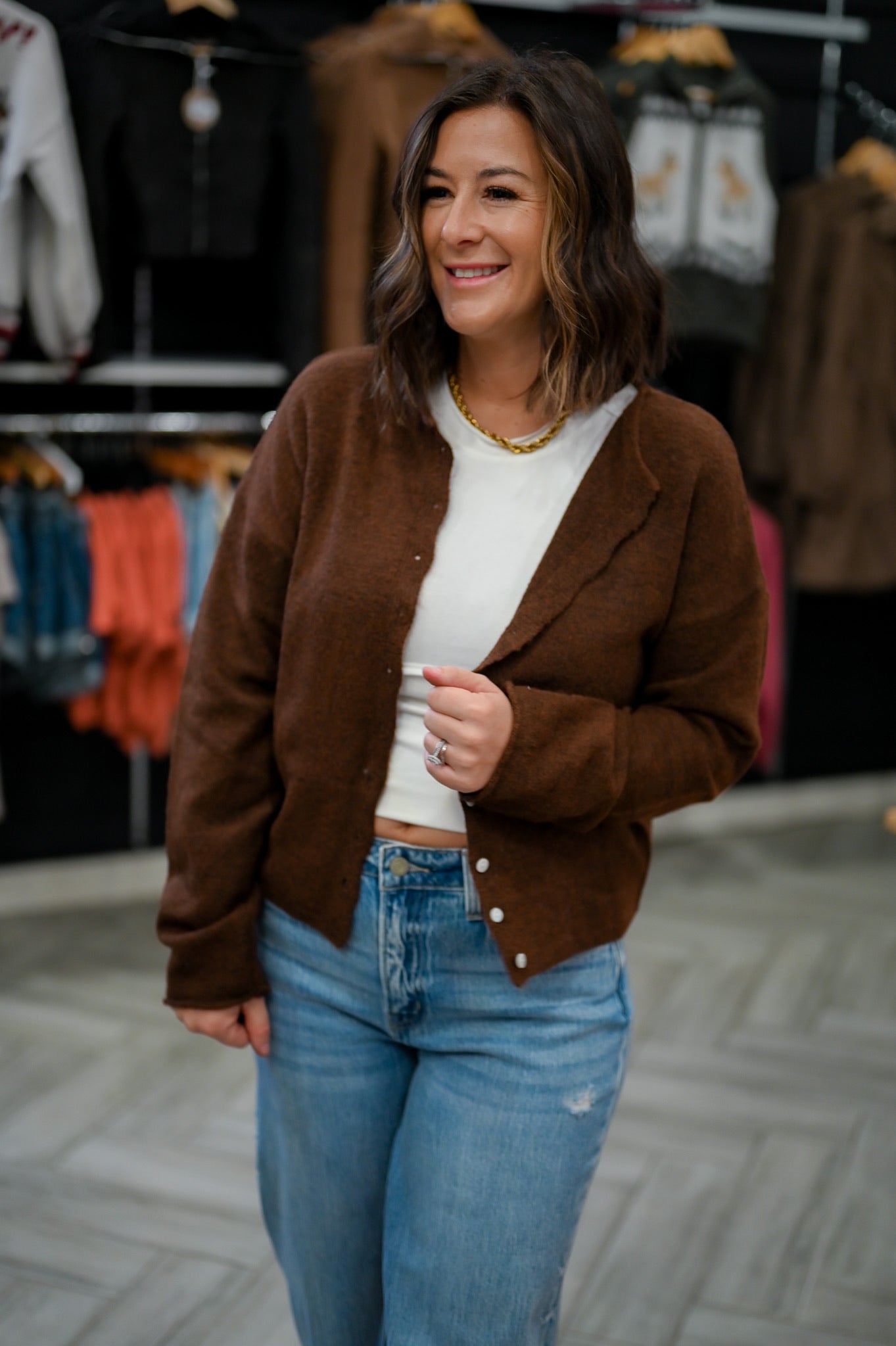 Essential Button Down Cardigan Top
