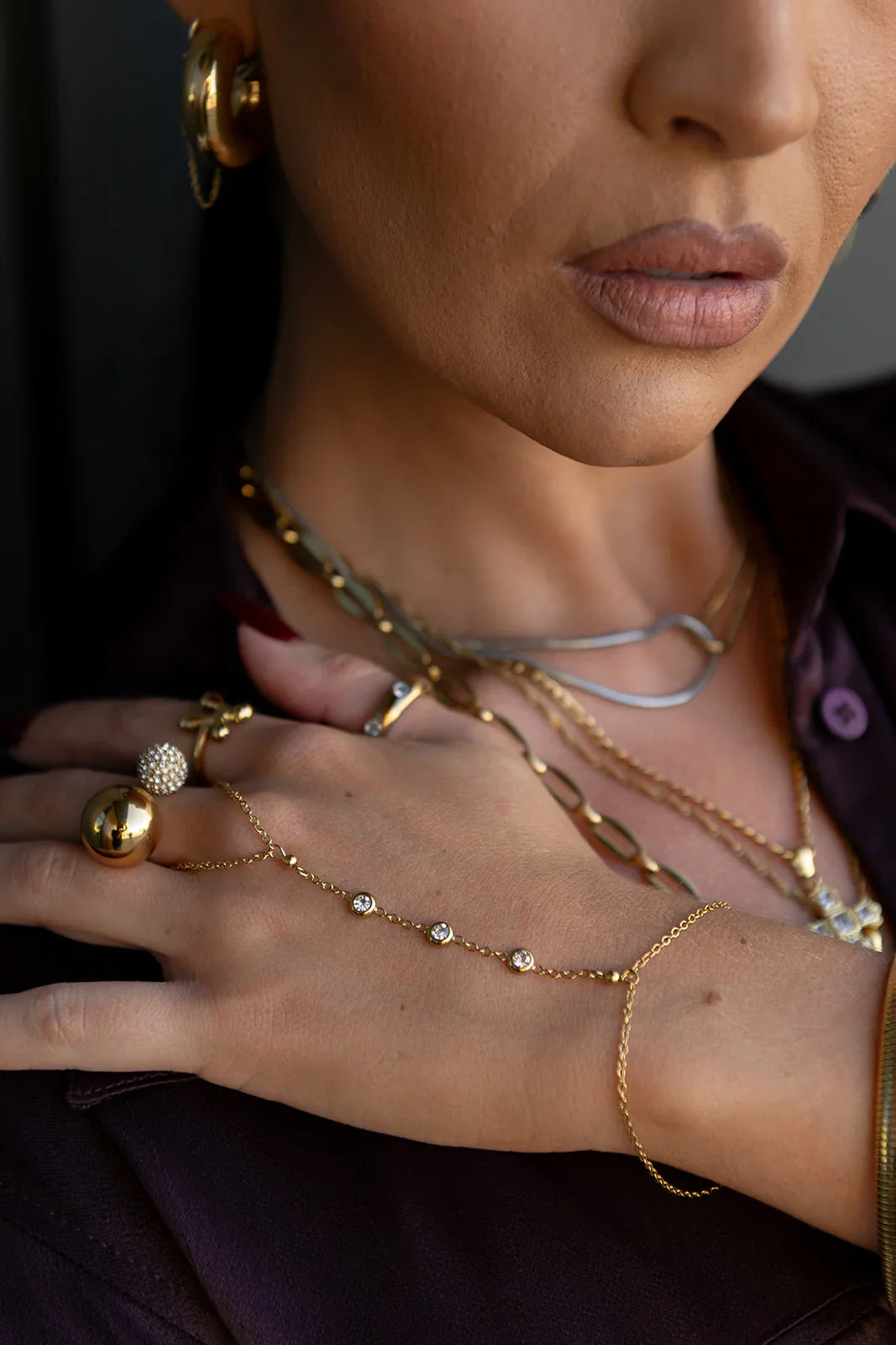 Gemstone hand chain