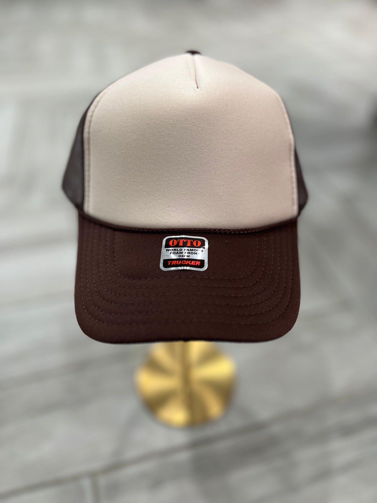 Khaki & Brown Trucker Hat