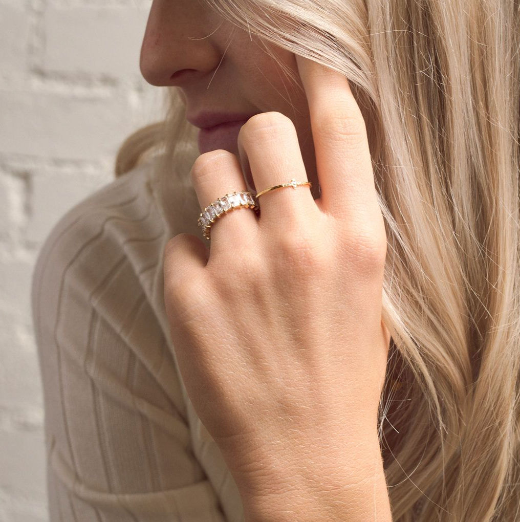 Waterproof Crystal Cross Ring