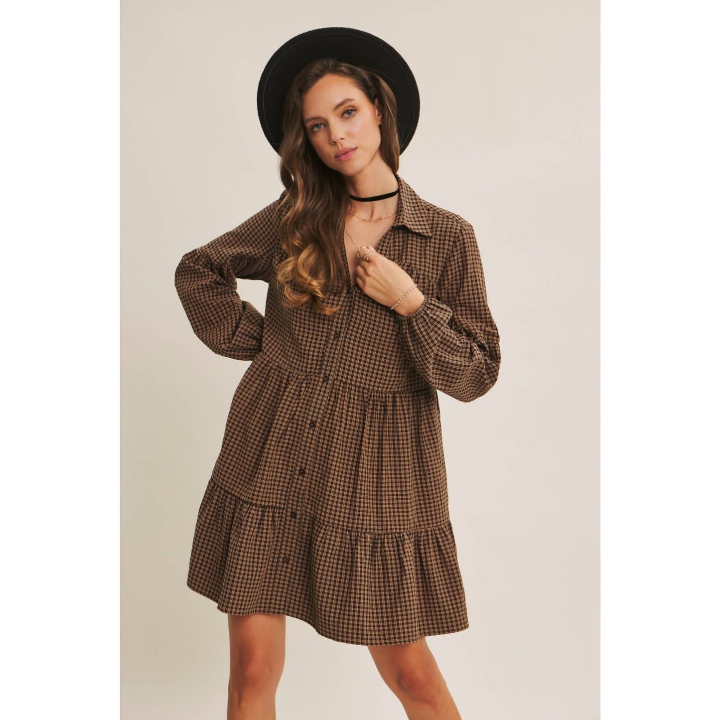 EASY TO WEAR PLAID MINI DRESS