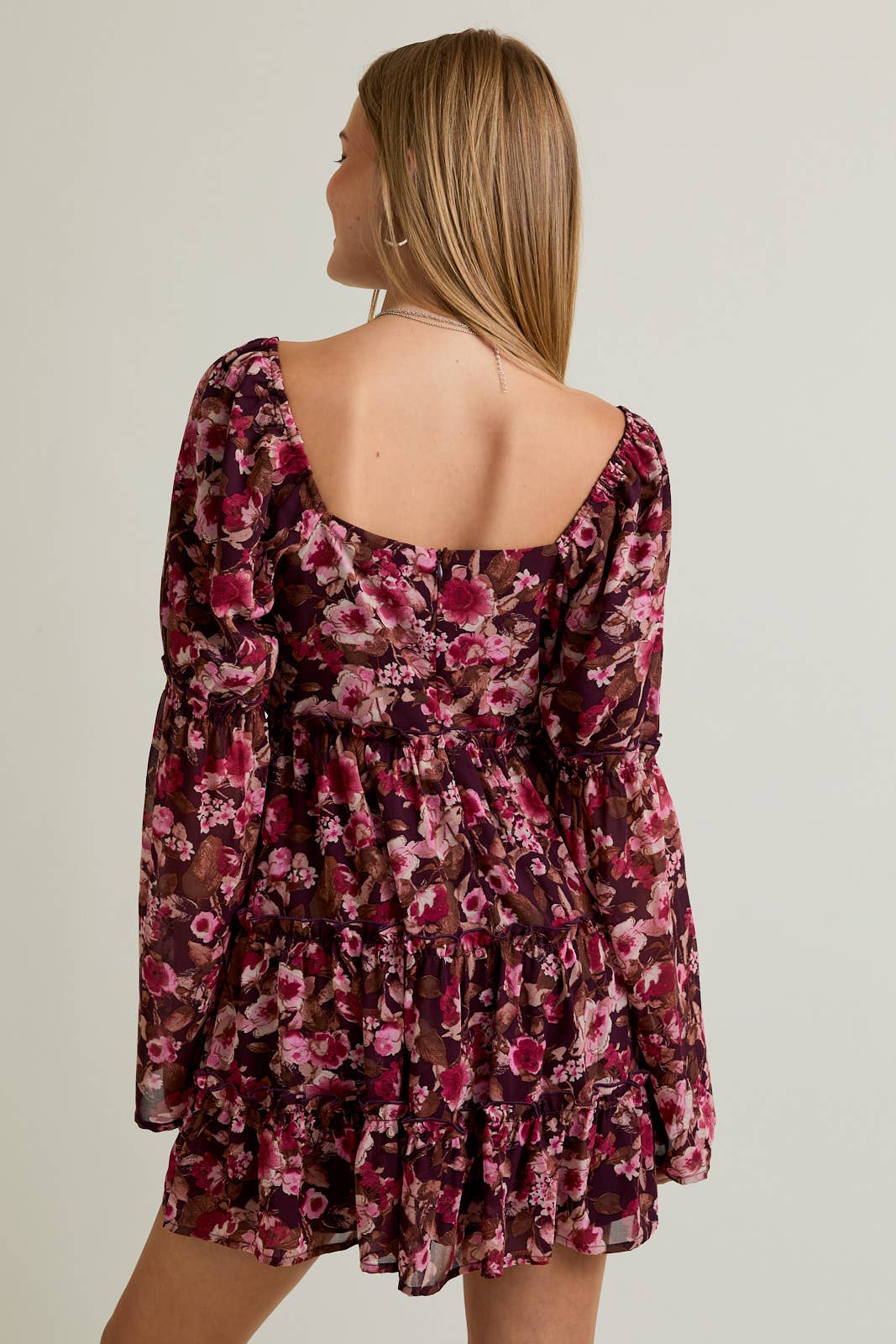 LONG SLEEVE FLORAL MINI DRESS