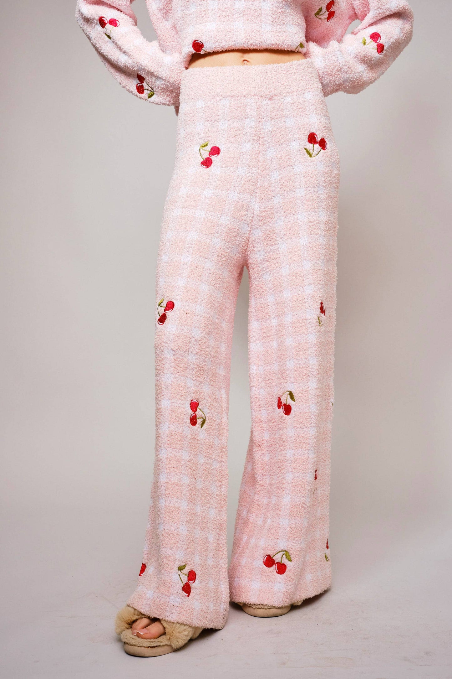 Cherry Embroidery Cozy Sweater Set