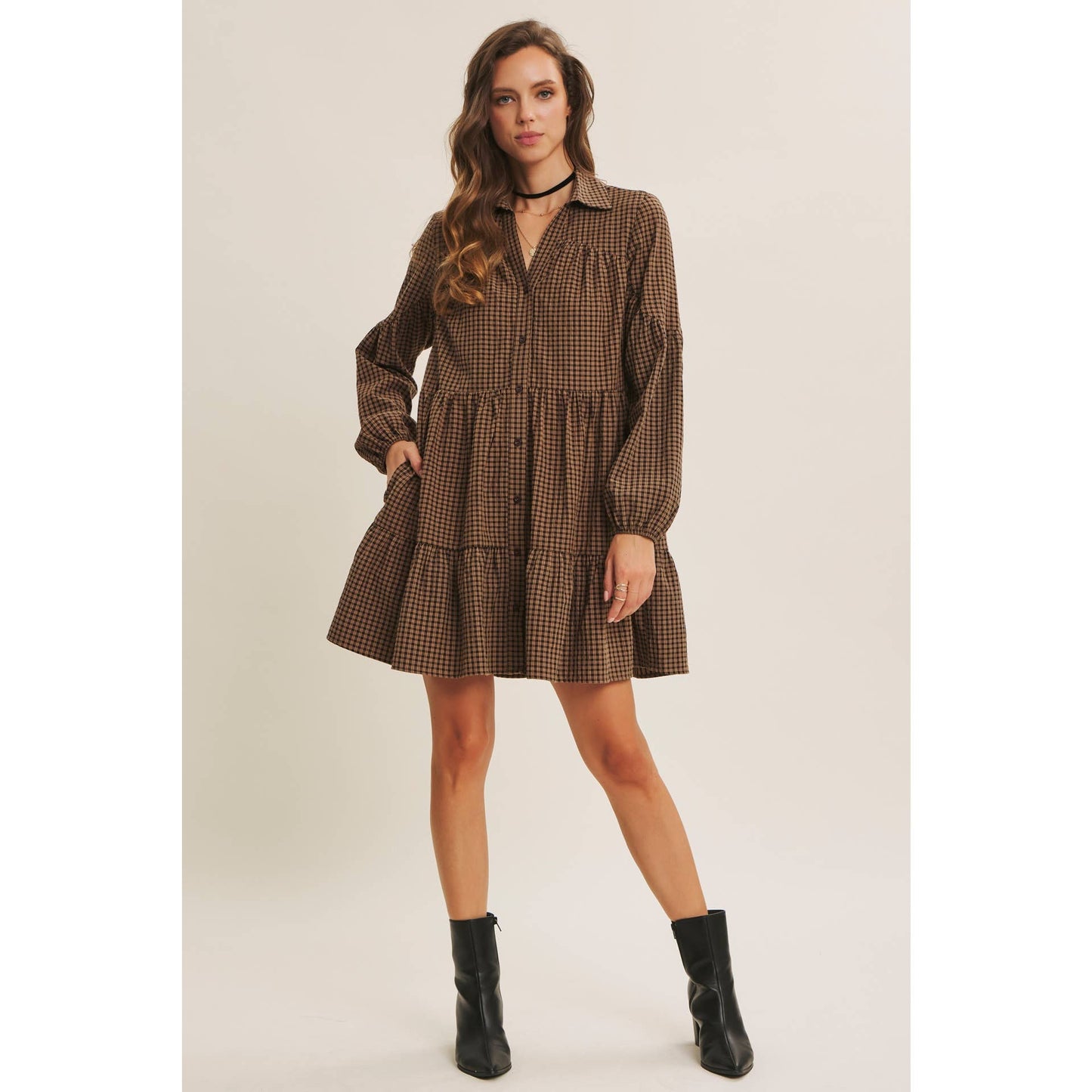 EASY TO WEAR PLAID MINI DRESS