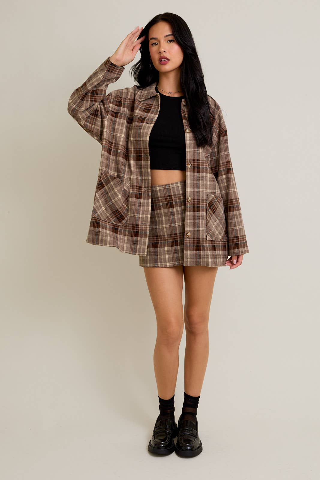 Oversized Plaid Set