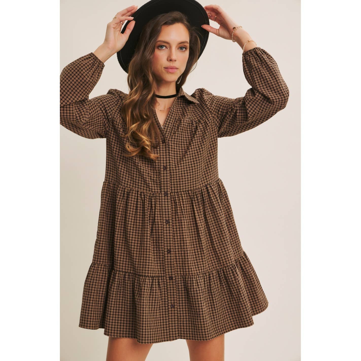 EASY TO WEAR PLAID MINI DRESS